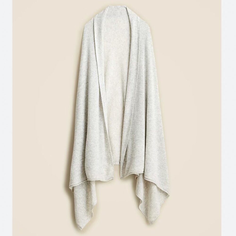 J Crew Oversized Cashmere Wrap Scarf - Hthr Dove - Light Gray